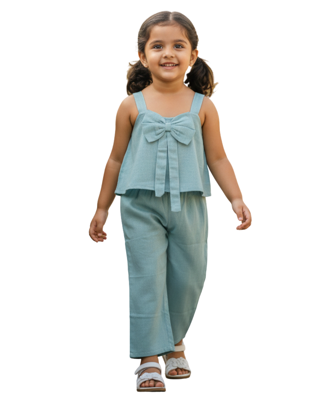 Girls Aqua Mist pure cotton co-ord set by Dresteny – front view