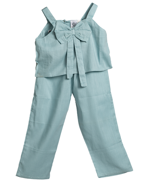 Back view of girls Aqua Mist co-ord set in pure cotton by Dresteny