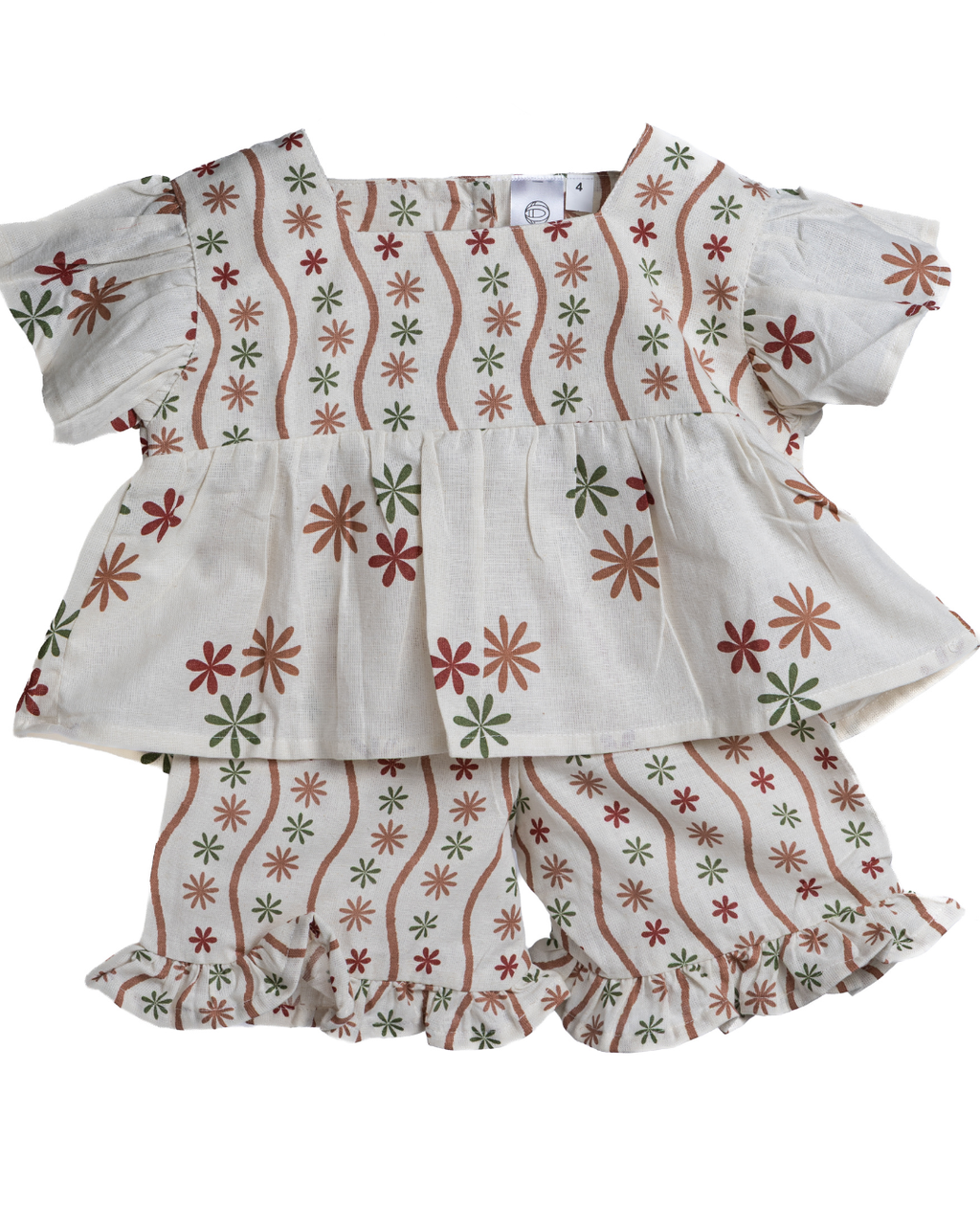 Front view of Blush Sand girls cotton co-ord set in soft breathable fabric