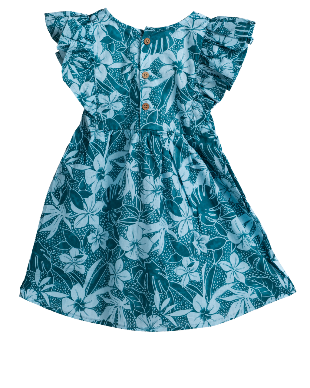 floral dress with ruffled sleeves back view