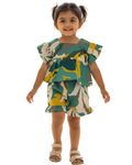 Green Bloom cotton co-ord set for girls – front view