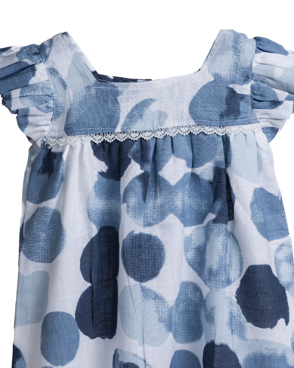 Dresteny Ocean Mist blue cotton A-line frock for girls – front view