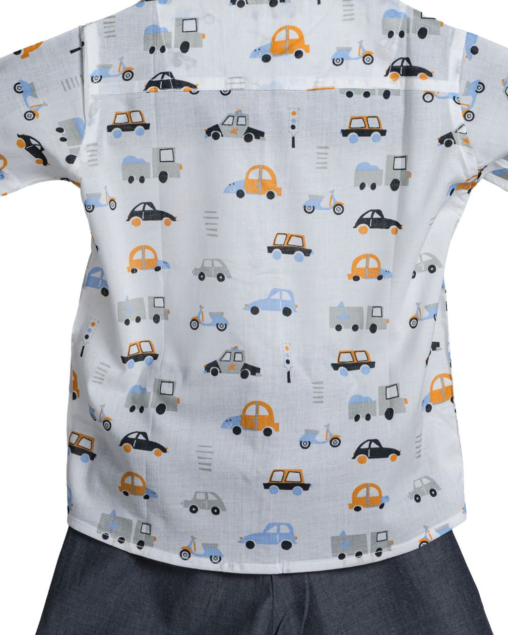 Dresteny Racer vehicle print cotton co-ord set for boys – back view