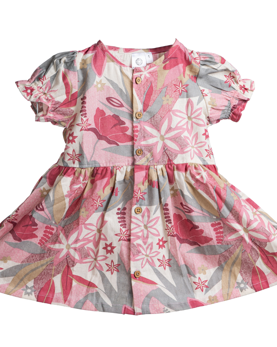 Front view of Rosalia girls cotton floral frock in soft breathable fabric