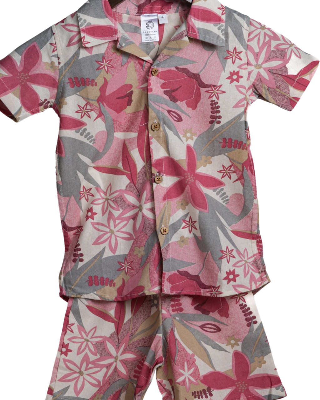 Dresteny Rosvik floral print cotton co-ord set for boys – front view