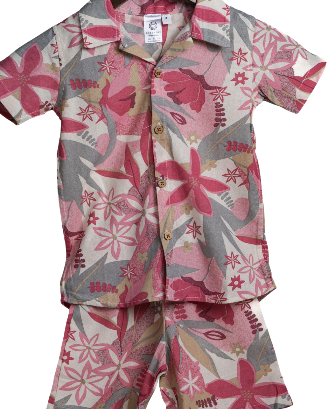Dresteny Rosvik floral print cotton co-ord set for boys – front view