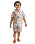 Safario safari print cotton co-ord set for boys – front view