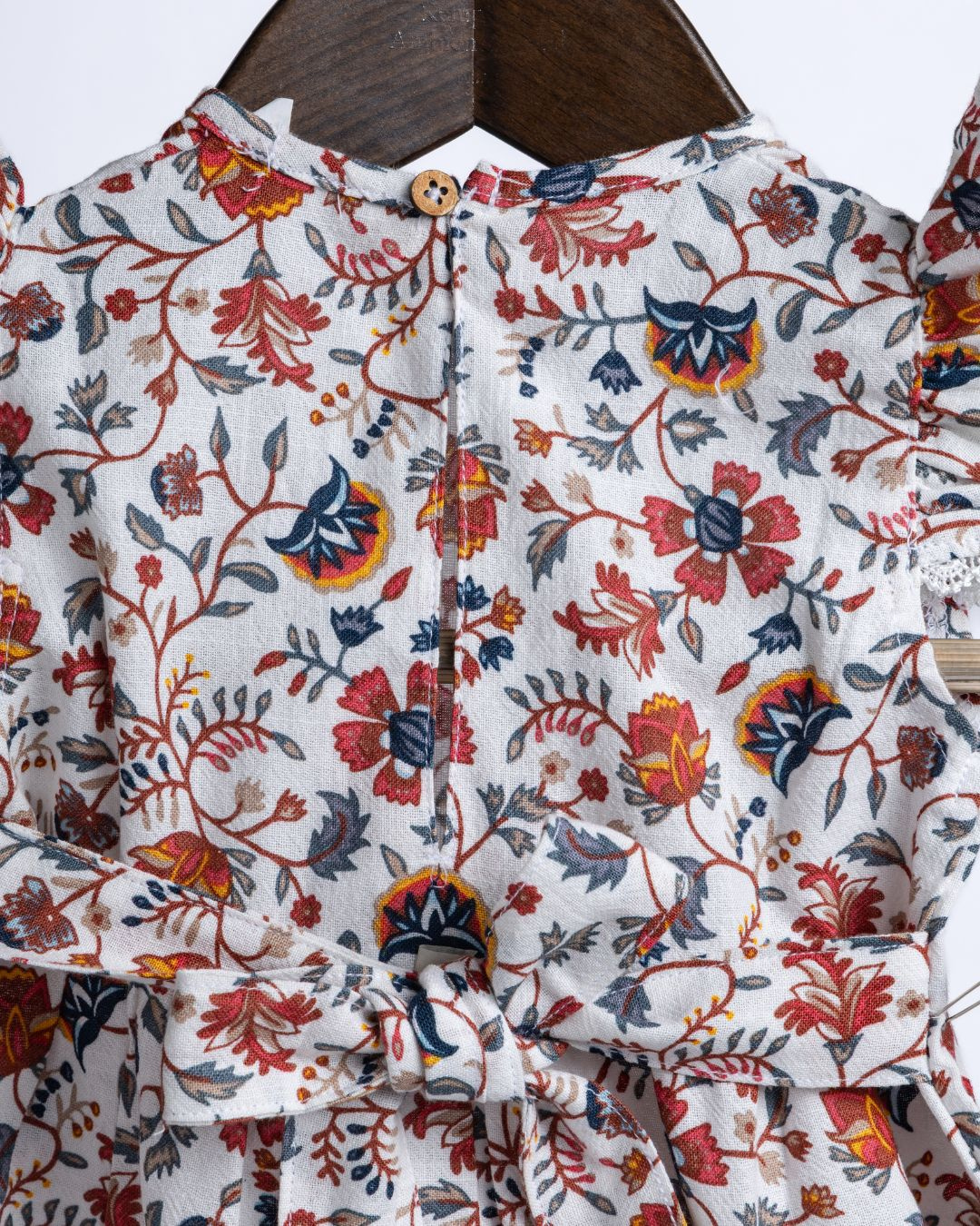 closeup view of Vanilla Petal girls cotton frock in soft breathable fabric